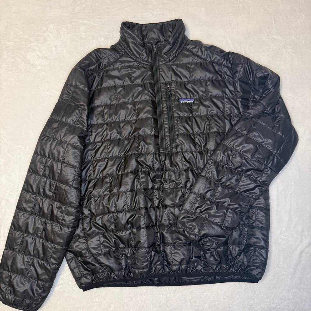 Patagonia Nano Puffer 1/4 Zip Jacket Men's XL Black Pullover Lightweight